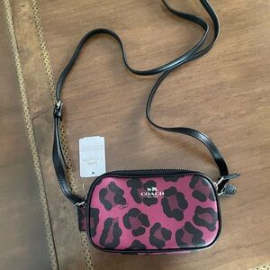 Coach Leopard Print Pink and Black Crossbody Bag